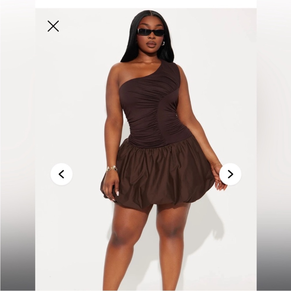 Fashion Nova Chocolate One-Shoulder Dress